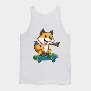 Fox as Skater with Skateboard Tank Top